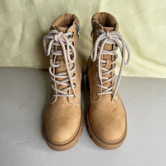 Madden Girl Dillan Combat Boots Lace Up Brown Side Zip Women's Size 5.5 NWB - Picture 6 of 12